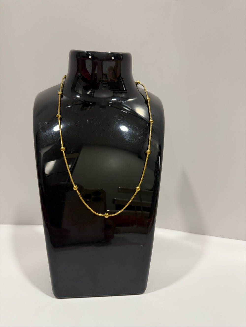 Delicate Gold Bead Station Necklace for Women